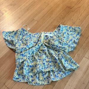 Astr Blue and Yellow Floral Blouse